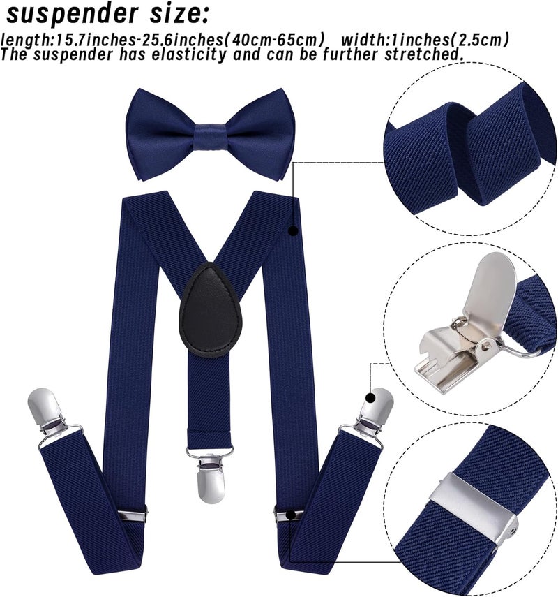 Bskifnn Kids Suspenders Bow Tie Sets Classic Solid Color Toddler Suspenders for Kids Wedding Party - Image 3